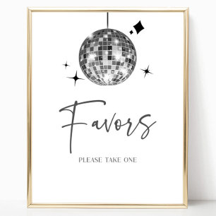 Affiche Symbole de table Silver Disco Ball Party
