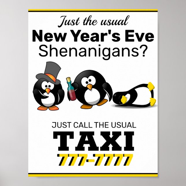 Affiche Symbole de taxi pour les bars (Devant)