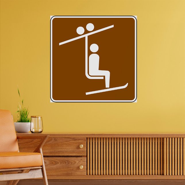 Affiche Symbole de Télésiège Icône Rustique de Sports d'Hi (Créateur téléchargé)
