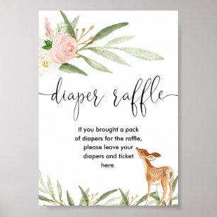 Affiche Symbole de tombole cerf vert rose or