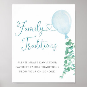 Affiche Symbole de tradition familiale de ballons bleu ver