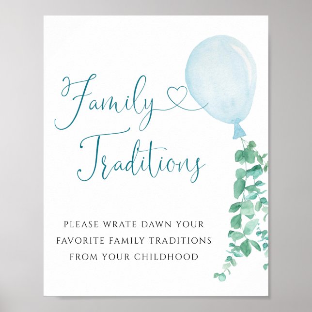 Affiche Symbole de tradition familiale de ballons bleu ver (Devant)