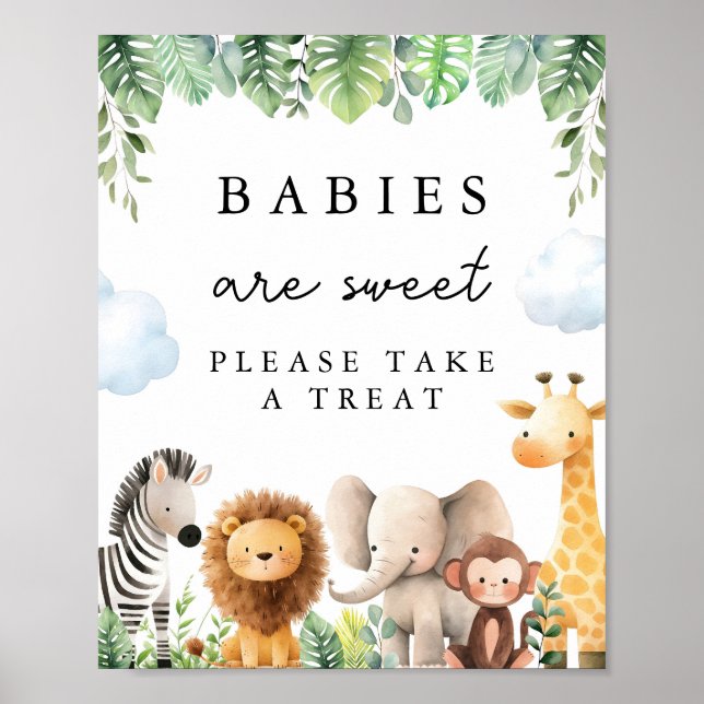 Affiche SYMBOLE DE TRAITEMENT Baby shower Safari (Devant)