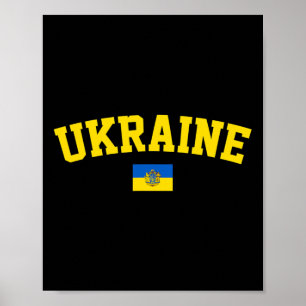 Affiche Symbole de trident du drapeau de l'Ukraine Fierté