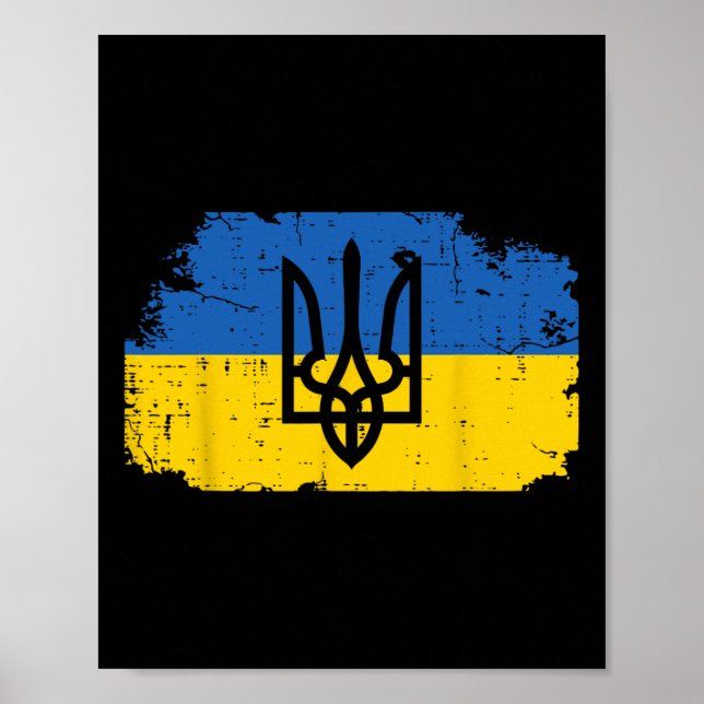 Affiche Symbole de trident du drapeau ukrainien Tryzub ukr (Devant)