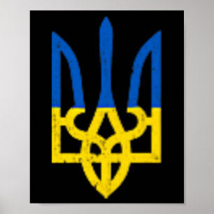 Affiche Symbole de trident ukrainien - Drapeau ukrainien S