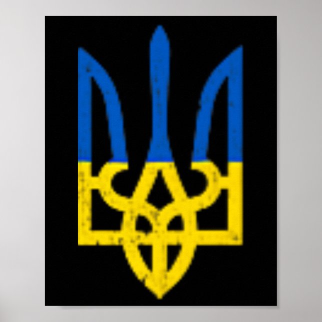 Affiche Symbole de trident ukrainien - Drapeau ukrainien S (Devant)