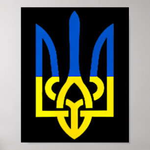 Affiche Symbole de trident ukrainien - Drapeau ukrainien S
