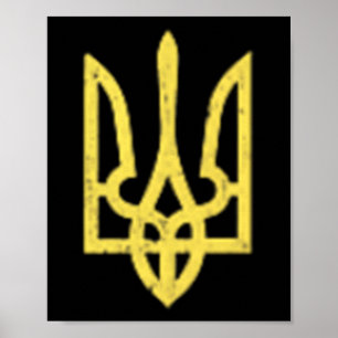 Affiche Symbole de trident ukrainien - Patriote de soutien