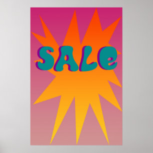 Affiche Symbole de vente Funky Starburst
