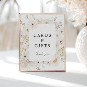 Affiche Symbole des cartes et cadeaux floraux blancs