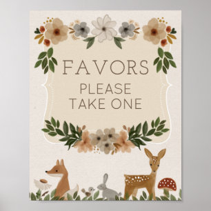 Affiche Symbole des Faveurs Baby shower boisé moderne