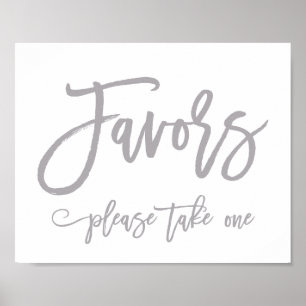Affiche Symbole des faveurs de mariage argenté à la main c