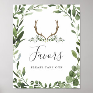 Affiche Symbole des faveurs du Baby shower Deer Antler