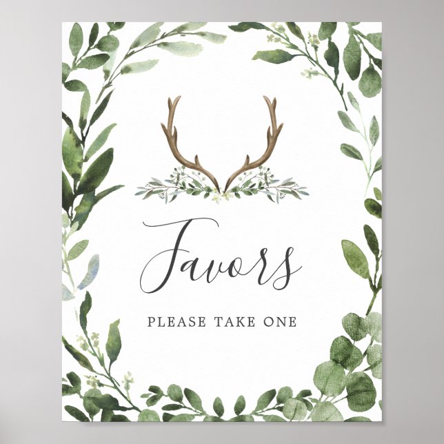 Affiche Symbole des faveurs du Baby shower Deer Antler (Devant)