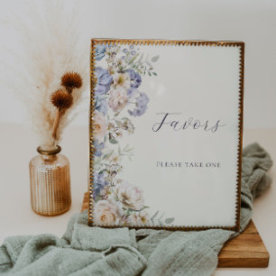 Affiche Symbole des Faveurs Florales Crème Bleue Dusty