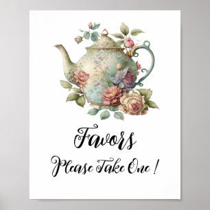 Affiche Symbole des Faveurs Teapot Aquarelle Cute