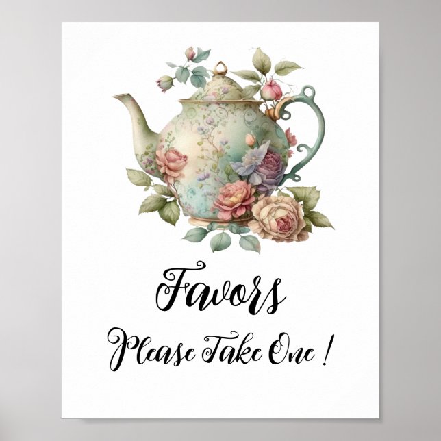 Affiche Symbole des Faveurs Teapot Aquarelle Cute (Devant)