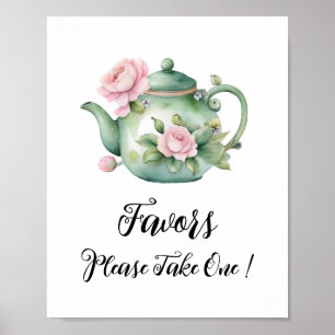 Affiche Symbole des Faveurs Teapot Aquarelle Cute