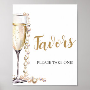 Affiche Symbole des perles d'or et du Prosecco Champagne F