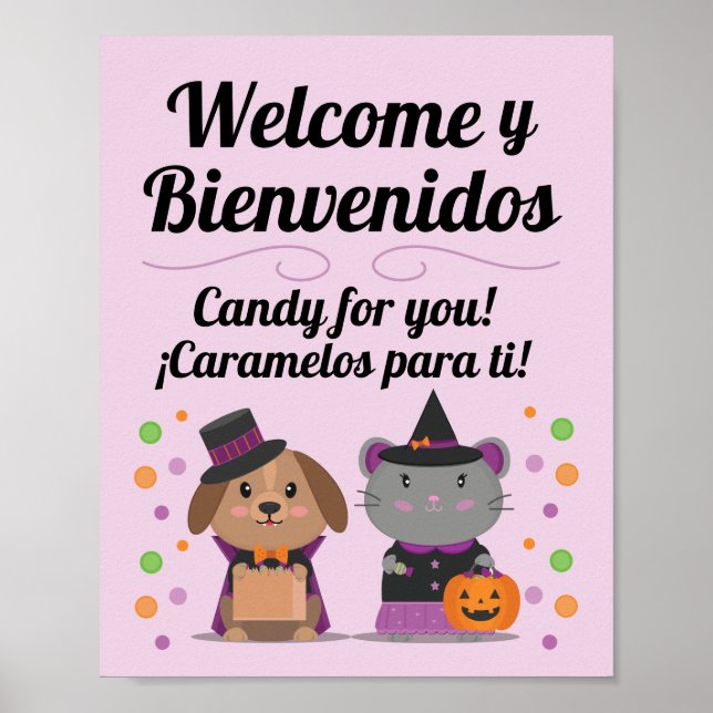 Affiche SYMBOLE D'Halloween bilingue espagnol-anglais (Devant)