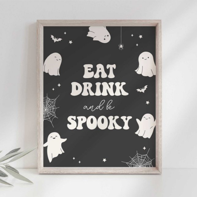 Affiche Symbole d'Halloween éffrayant Ghost Eat Drink (Créateur téléchargé)