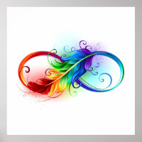Symbole d'infini avec plume arc-en-ciel