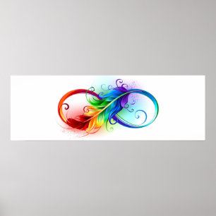 Affiche Symbole d'infini avec plume arc-en-ciel