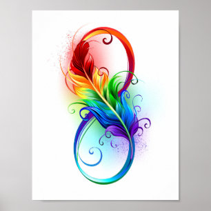 Affiche Symbole d'infini avec plume arc-en-ciel