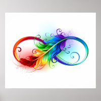 Symbole d'infini avec plume arc-en-ciel