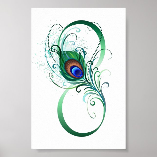 Affiche Symbole d'infini avec plume de paon (Devant)