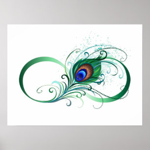 Affiche Symbole d'infini avec plume de paon