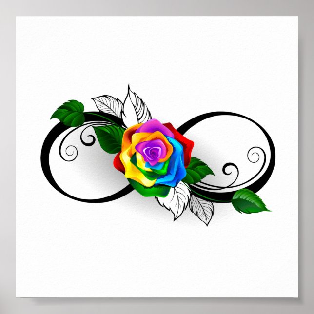 Affiche Symbole d'infini avec Rose arc-en-ciel (Devant)