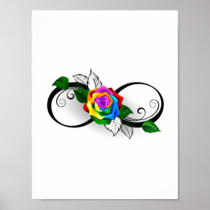 Affiche Symbole d'infini avec Rose arc-en-ciel