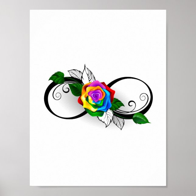 Affiche Symbole d'infini avec Rose arc-en-ciel (Devant)