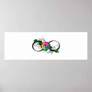 Affiche Symbole d'infini avec Rose arc-en-ciel