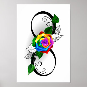 Affiche Symbole d'infini avec Rose arc-en-ciel