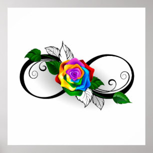Affiche Symbole d'infini avec Rose arc-en-ciel