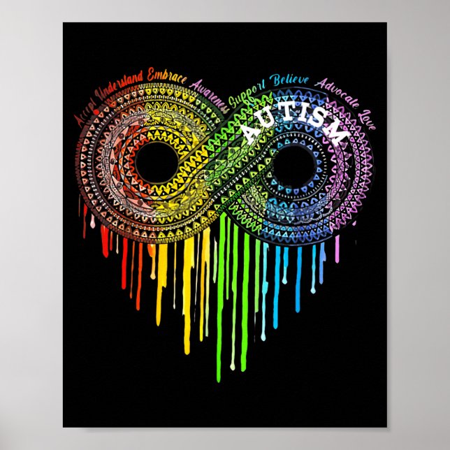 Affiche Symbole d'infini de l'arc-en-ciel de l'autisme Sen (Devant)