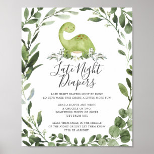 Affiche Symbole Dinosaur Baby shower Late Night Diapés