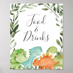 Affiche Symbole Dinosaures Baby shower Aliments et boisson