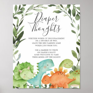 Affiche Symbole Dinosaures Baby shower Pensées couche