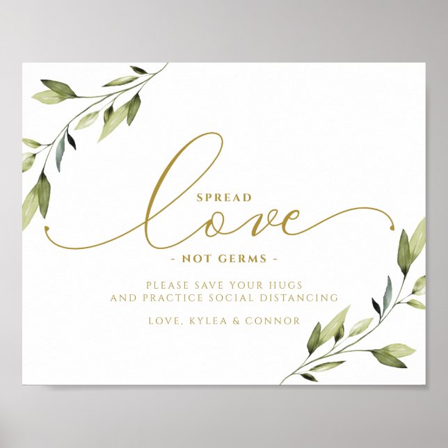 Affiche Symbole Distances Sociales Verdure et or Ethérée (Devant)