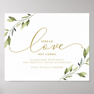 Affiche Symbole Distances Sociales Verdure et or Ethérée
