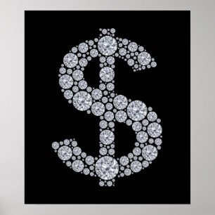 Affiche Symbole dollar Bling de diamant