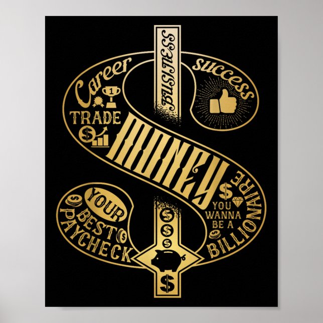 Affiche Symbole Dollar Richesse Et Succès Motivationnel (Devant)