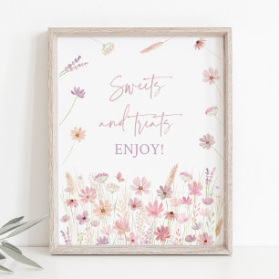 Affiche Symbole Douche Fleur sauvage Rose Dusty