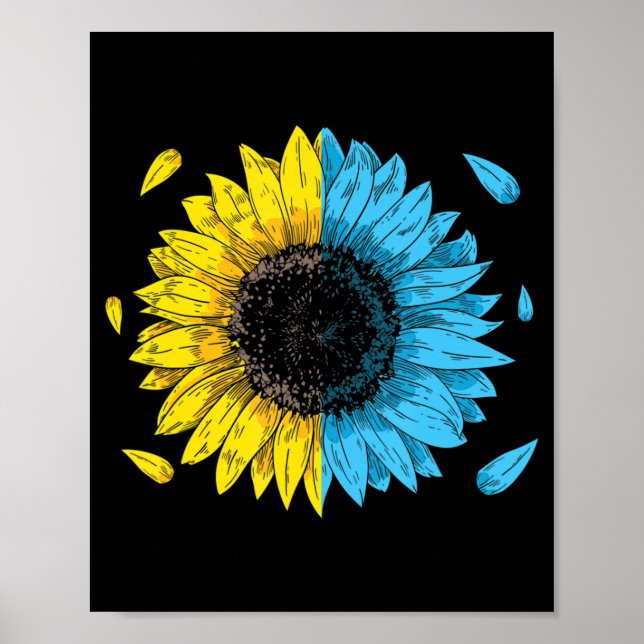 Affiche Symbole drapeau ukrainien Tryzub Aimer Soutenir l' (Devant)