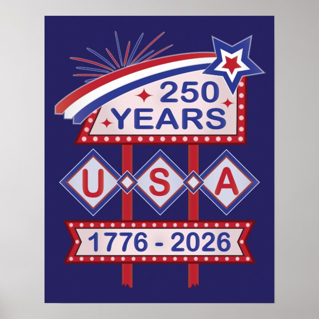 Affiche Symbole du 250e anniversaire de la Retro USA 1776- (Devant)