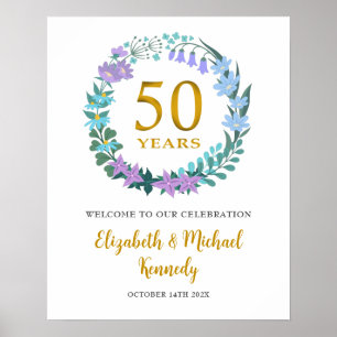 Affiche Symbole du 50e anniversaire de bienvenue en or